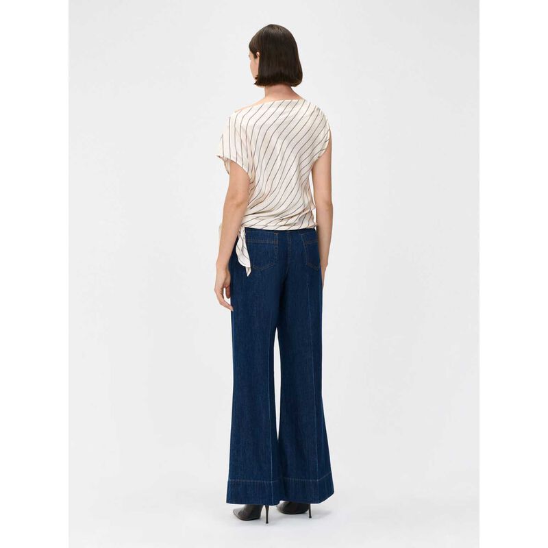 Veronika Maine Cream Stripe Draped Top image number 1